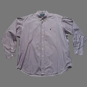 Vintage 90s Ralph Lauren Blake Striped Shirt Blue Red XL